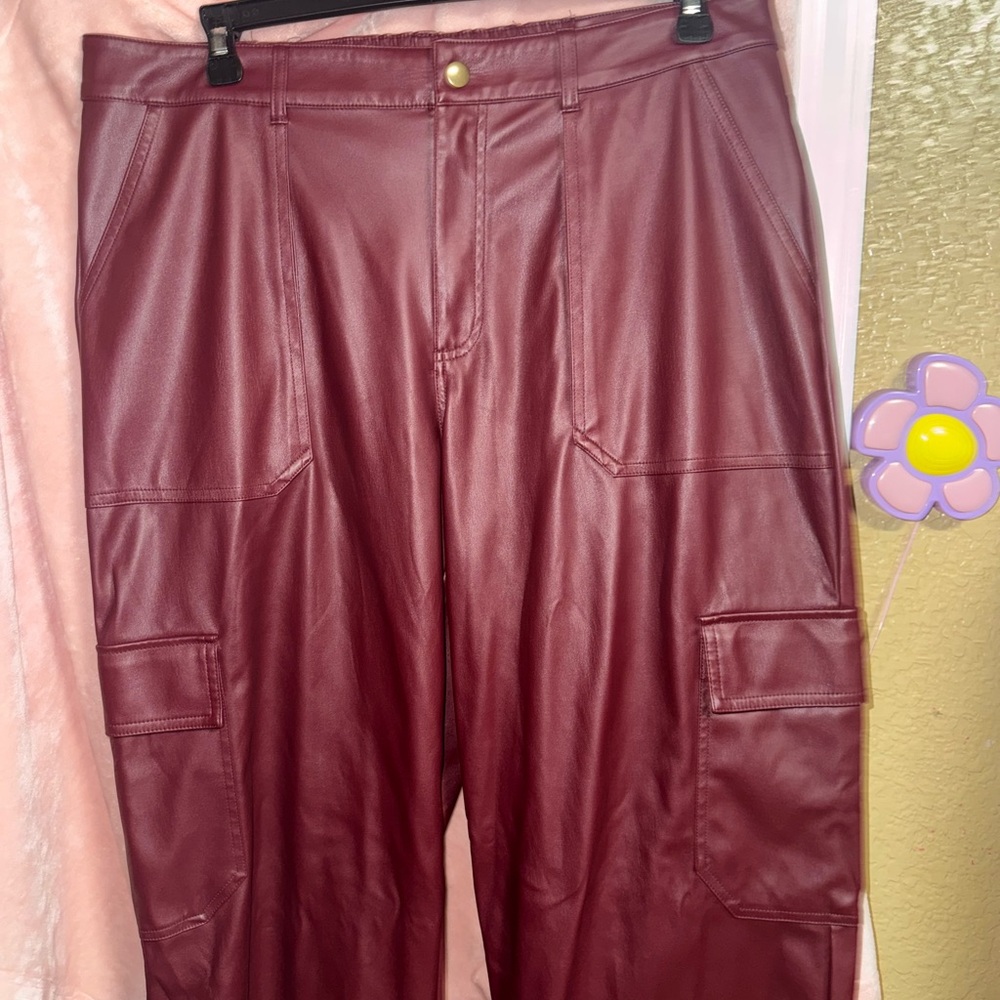 Burgundy leather cargo jeans from target